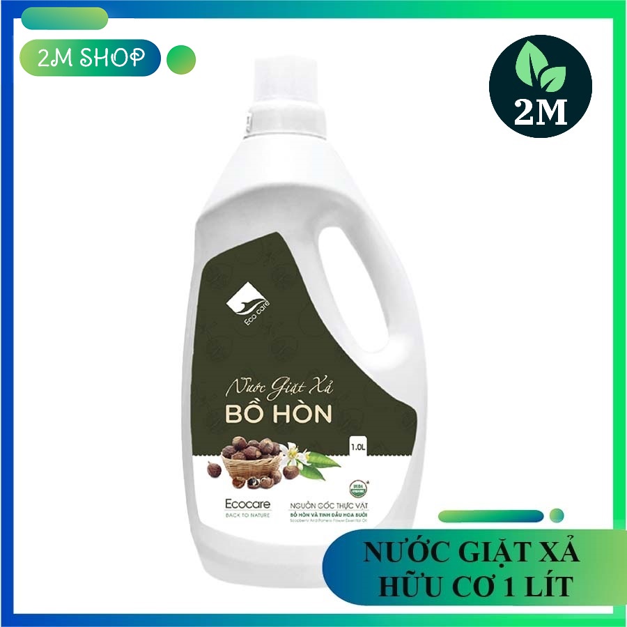 Nước giặt xả Hữu cơ Bồ hòn Ecocare 1000ml tinh dầu hoa bưởi, Nước giặt Hữu cơ tự nhiên kiêm nước xả vải