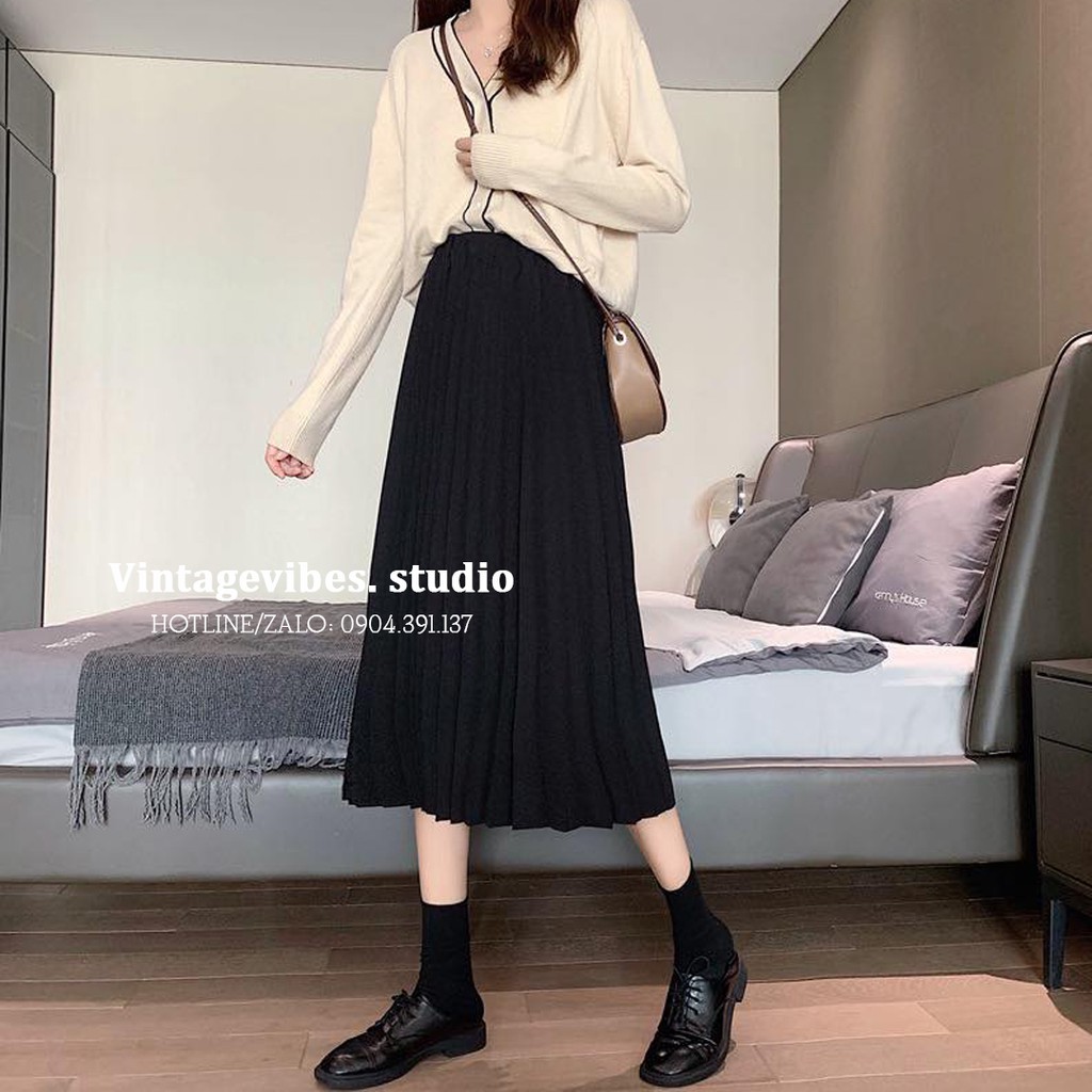 [Mã WASTUP giảm 10% tối đa 30K đơn 99K] Chân váy xếp ly chất thô dày vintage (hàng QC) - Ảnh thật cận chất | BigBuy360 - bigbuy360.vn