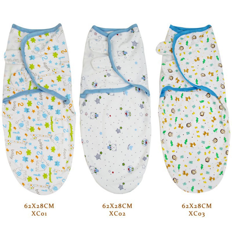 Khăn cotton bọc em bé mới sinh kích cỡ 62*28cm