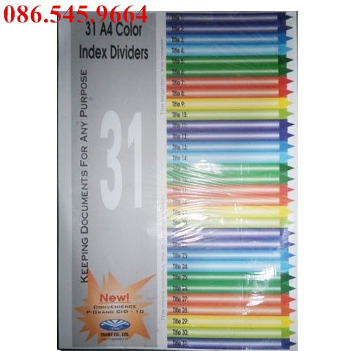 Bìa phân trang, chia fie nhựa đánh số웃 HÀNG L1 웃