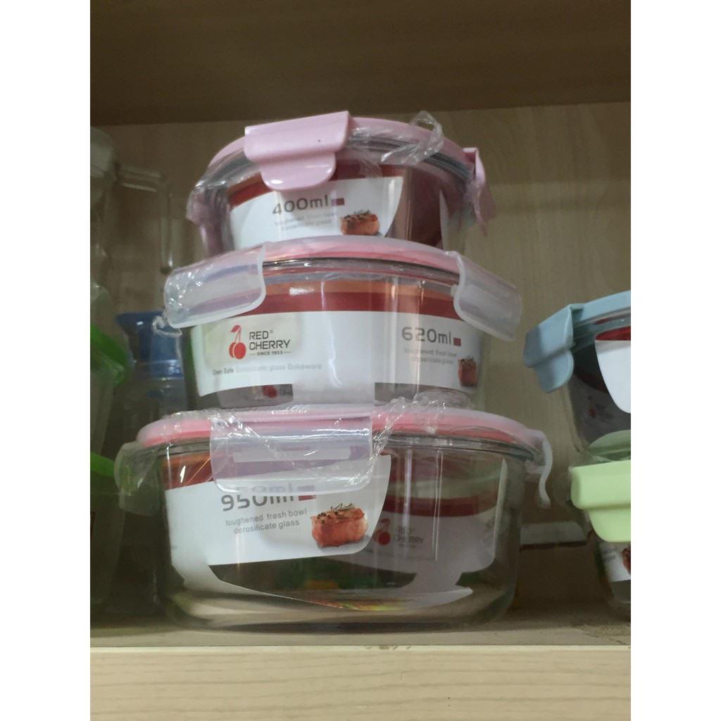 BỘ 3 HỘP THỦY TINH ĐỰNG CƠM, THỰC PHẨM - 3 BÁT THỦY TINH TRÒN