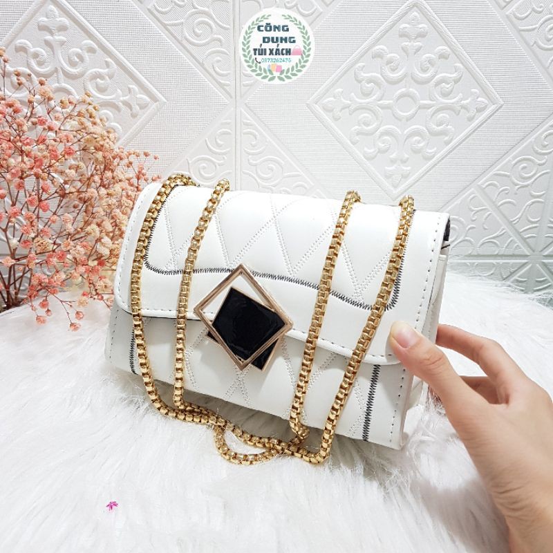 Túi đeo chéo khóa gương thời trang xích đặc dày da siêu mềm (ảnh thật) | BigBuy360 - bigbuy360.vn