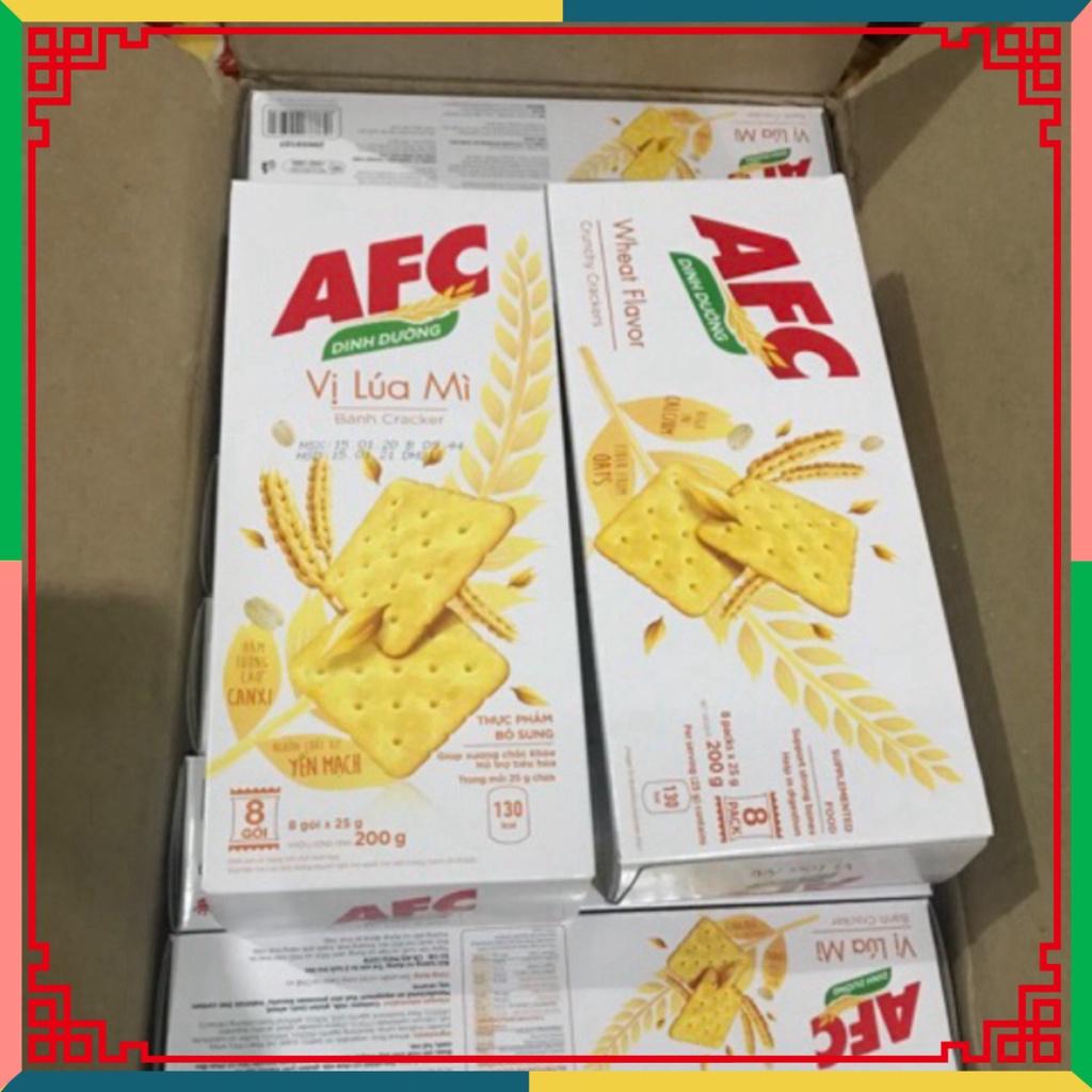 Bánh Crackers AFC Mặn Vị Rau& tiểu mạch hộp 8 gói 170g