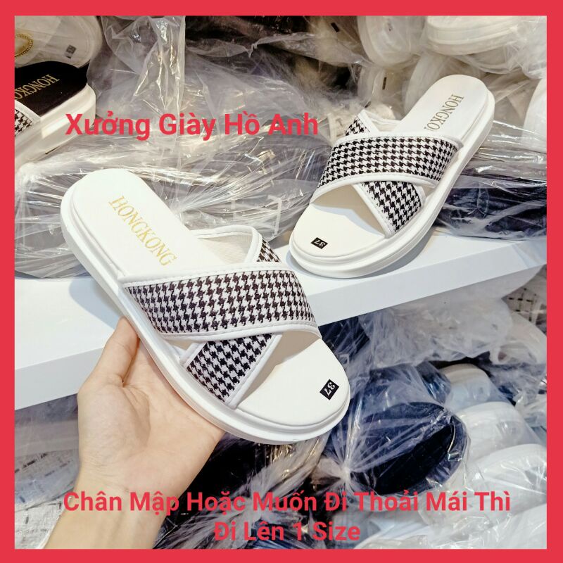 Dép Bánh Mì Dép Quai Chéo Dạ Đế PU Siêu Nhẹ Cao 3P Cực Êm Tôn Dáng Ảnh Chụp Thật
