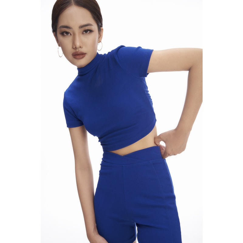 Là min - Áo Coban Blue Knit Croptop