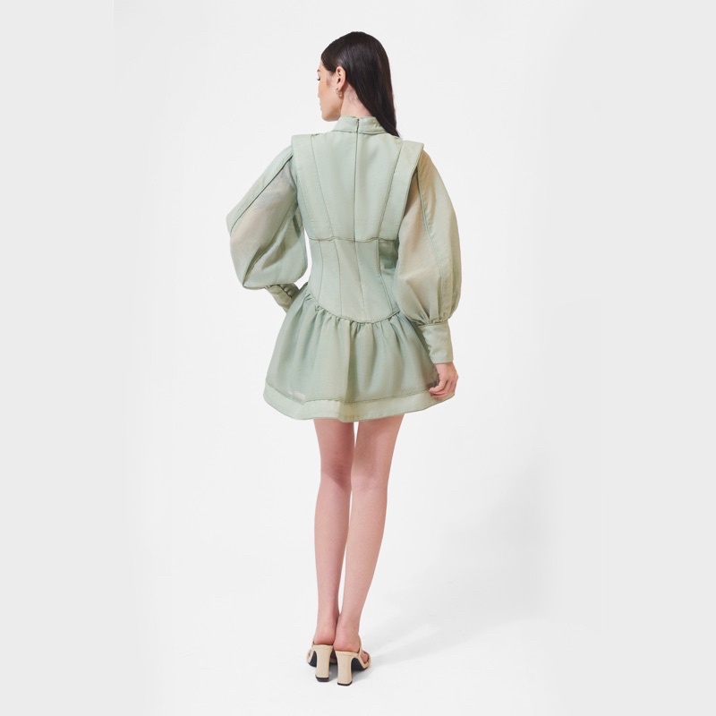 KAIA | Đầm kiểu nữ tay phồng đính nút - Orchid Mini Dress