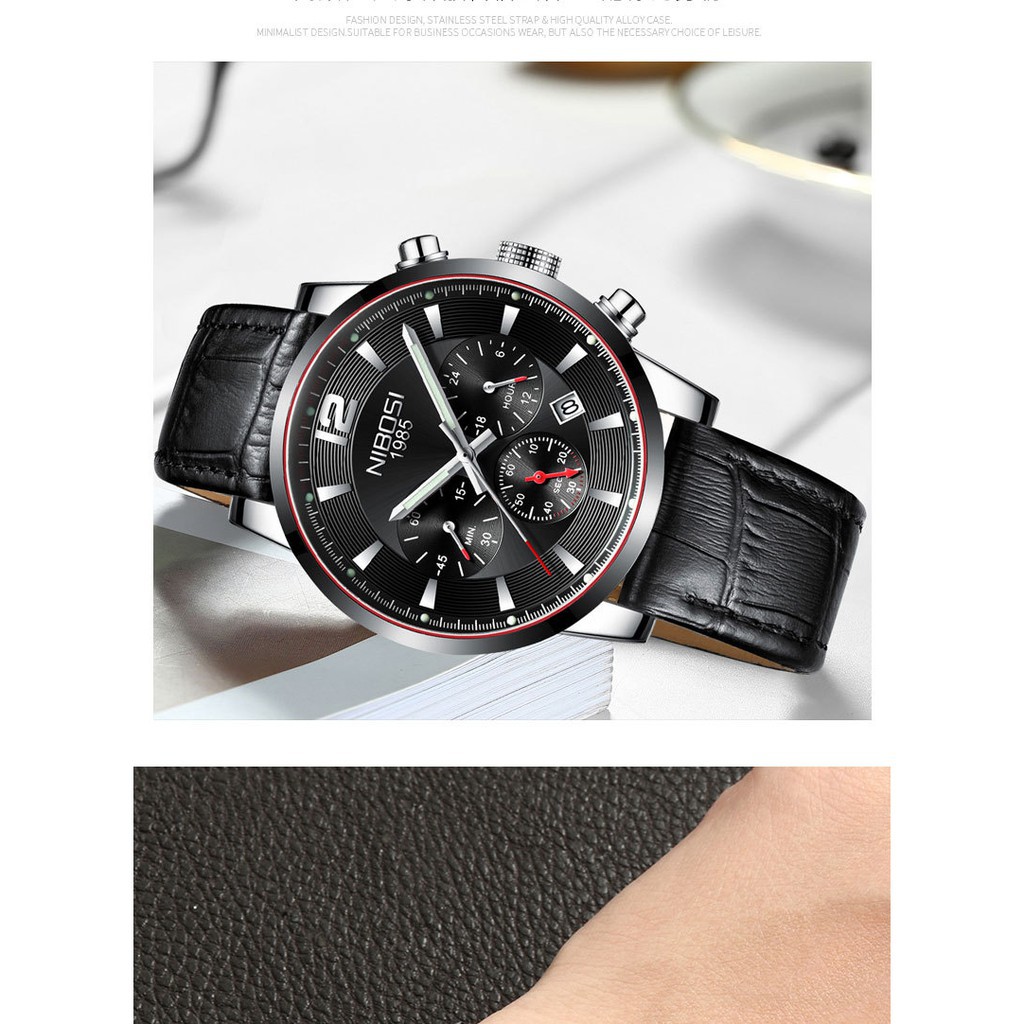 Đồng hồ nam Nibosi 2329 dây da cao cấp Bán lẻ giá sỉ