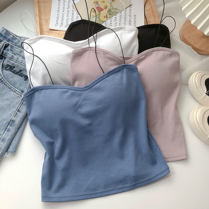 Áo Ngực Cotton Mềm Co Giãn Không Đường May Chống Mài Mòn Có Thể Giặt Thời Trang Mùa Hè Cho Nữ