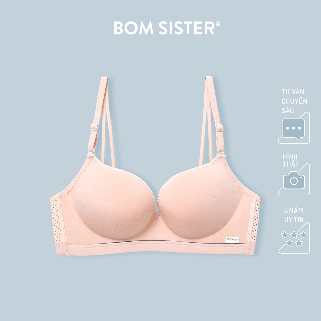 Áo lót mút mỏng cotton pha không gọng thoải mái màu trơn nâng ngực tự nhiên BOM SISTER A9539