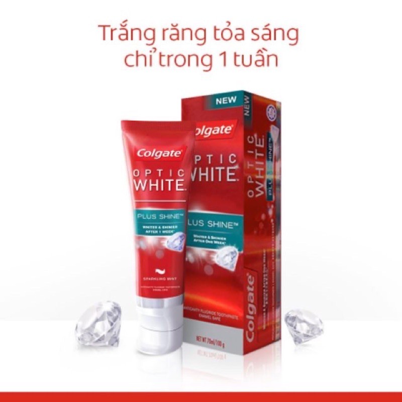 Kem đánh răng Colgate optic white 100g - plus shine/ vocanic mineral