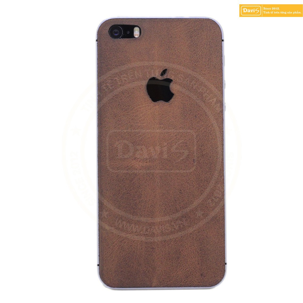 Miếng dán da dán iPhone 5s - Da thật nhập khẩu cao cấp - Davis (Nâu bò sáp)