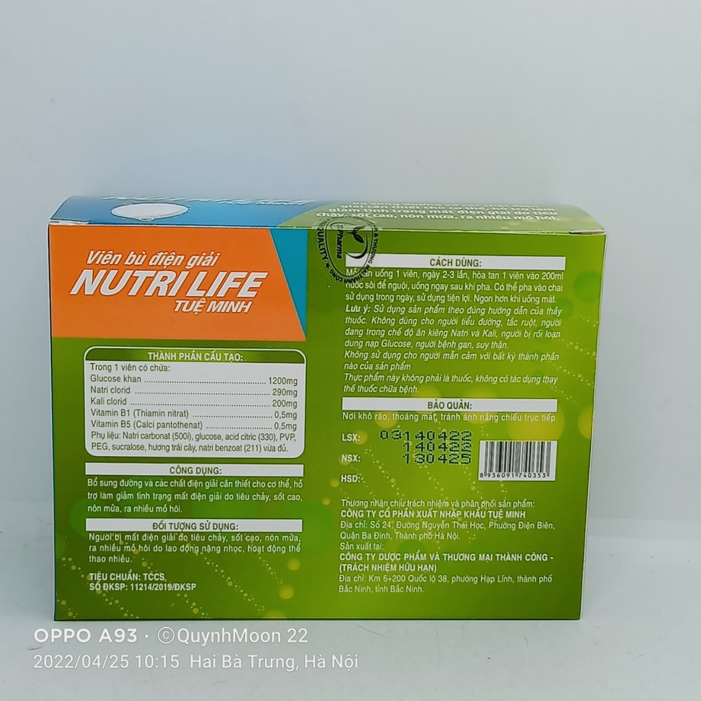 Viên bù điện giải NUTRILIFE- Tuệ Minh - Nhà thuốc Nhật Thành