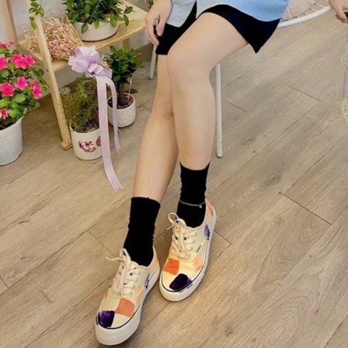 Giày Thể Thao Nữ Ulzzang Vintage, Giày Vải Canvas Graffiti Họa Tiết Vẽ Tay Basic Hàn Quốc, Street Style - Iclassy_Shoes