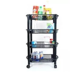 Kệ 4 tầng đa năng có bánh xe màu đen -5319 ( Màu đen )