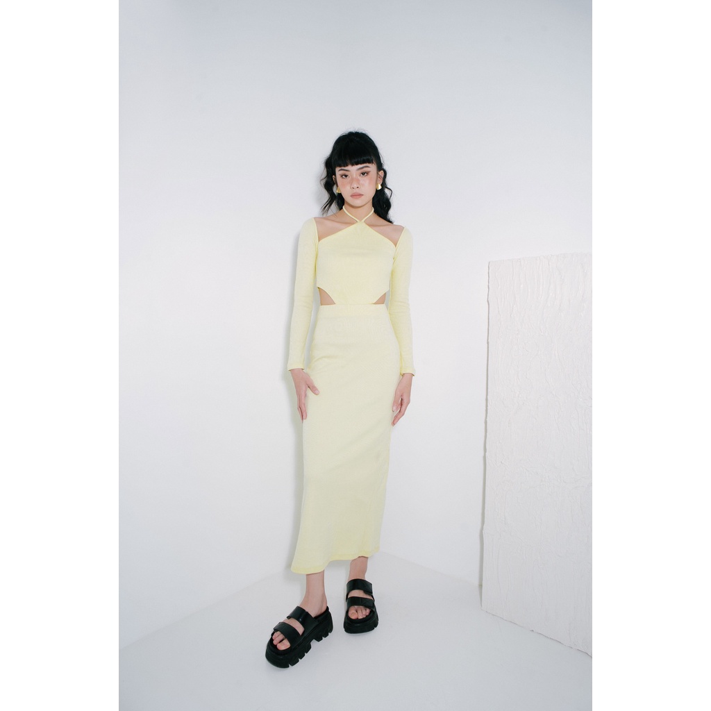 Đầm tay dài ôm body họa tiết trơn | NAOMI DRESS - CLÉLIE