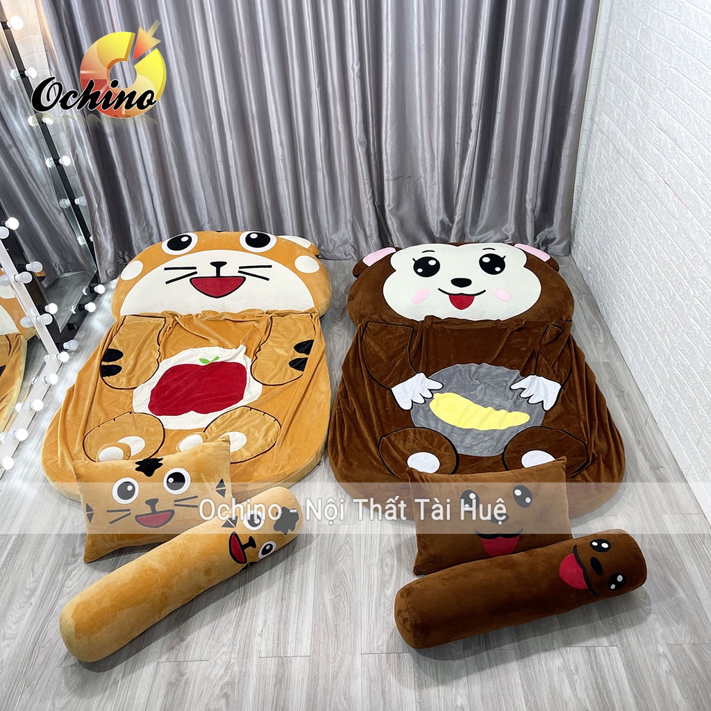 Giường Nệm Thú cho bé Handmade cao cấp có cả gối vuông và gối ôm 1m6-2m (Hàng đặt)