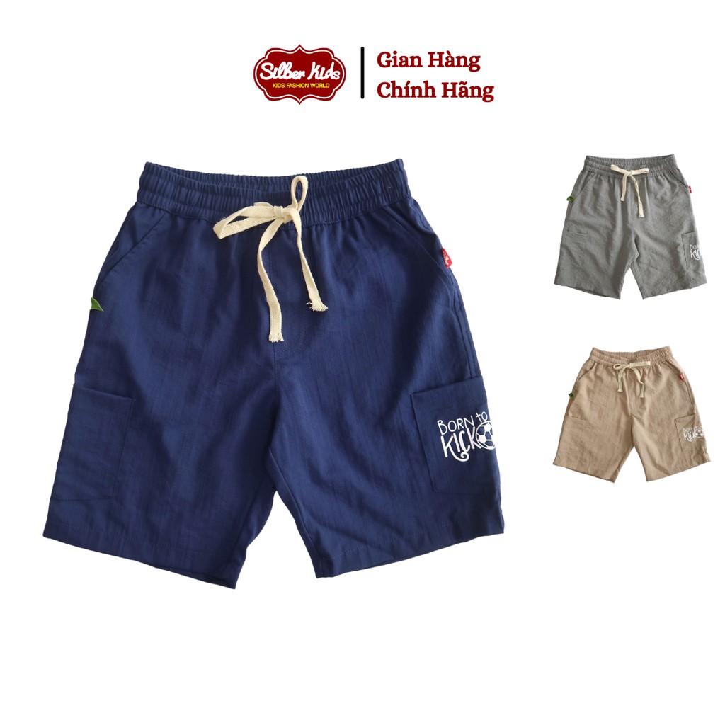 Quần Lửng Thô Đũi Bé Trai 23-48kg Phối Túi Dán In Born To Kick SILBER KIDS