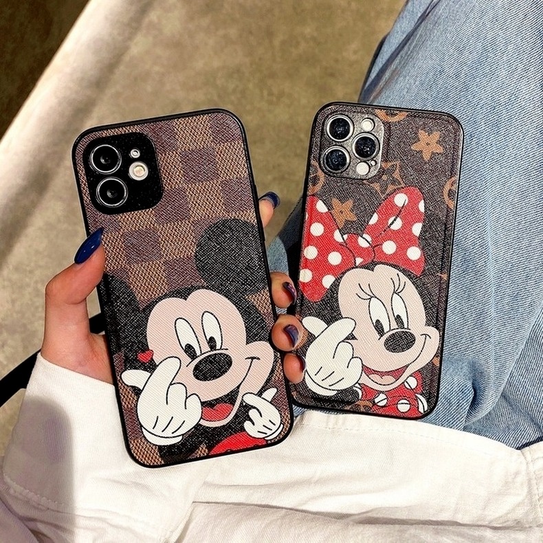 Ốp Điện Thoại Da Mềm Họa Tiết Chuột Mickey Minnie Thời Trang Cho iPhone 14 13 12 11 Pro Max X XS XR 7 8 Plus