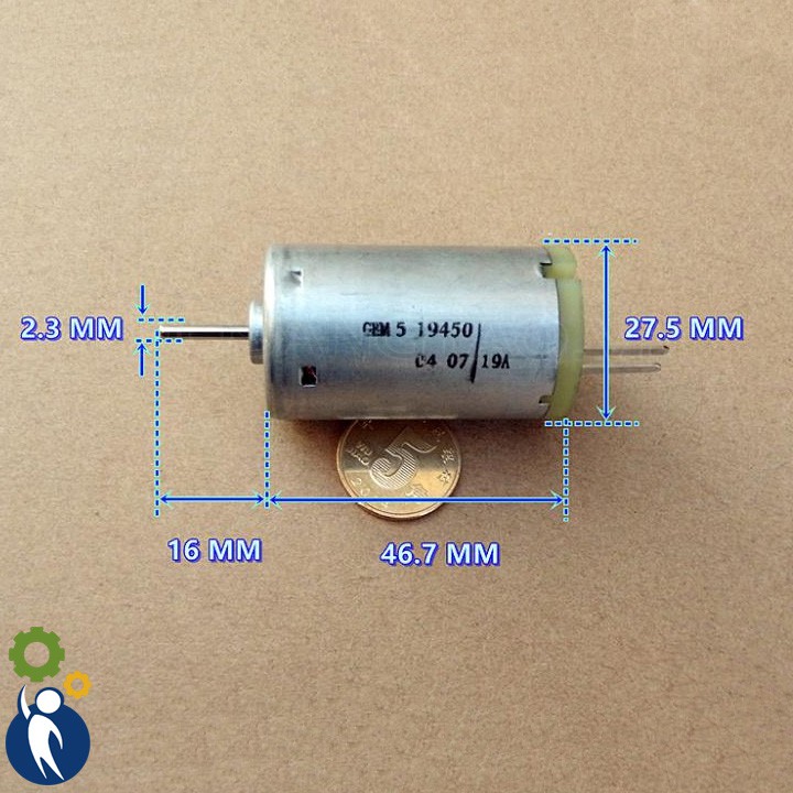 Motor 12V 21500rpm Mã 385, có đường kính trục 2.3mm