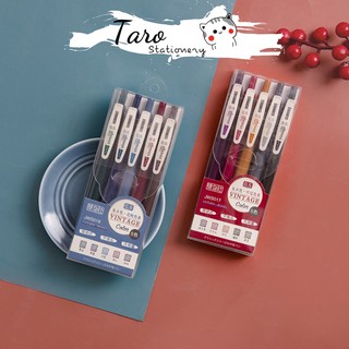 Set 5 bút gel phong cách vintage color bản dupe zebra sarasa clip Taro Stationery