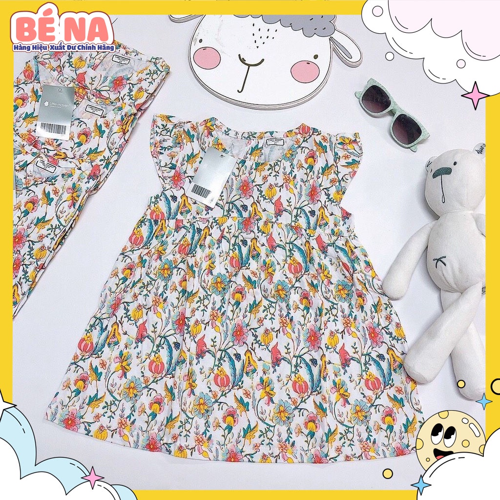 [ Hàng chính hãng ] Váy LITTLEMAVEN trắng hoa cực đẹp cho bé gái