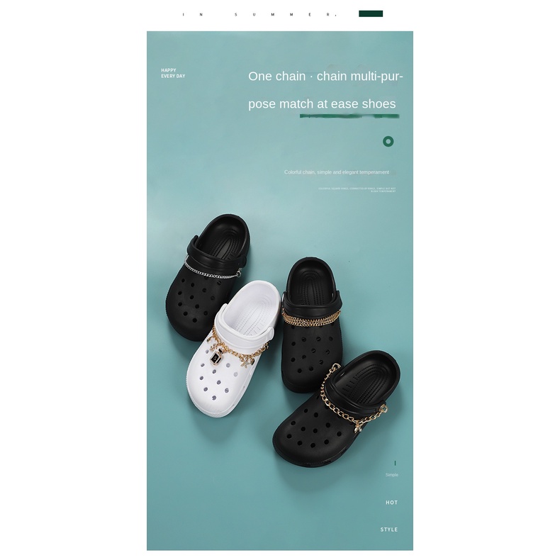 1 pcs Phụ Kiện Chuỗi Dây Xích Kim Loại Đính Đá Hình Cá Sấu DIY Trang Trí Giày/Giày Thể Thao Có Thể Tháo Rời Tái Sử Dụng