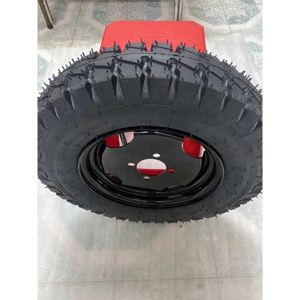Bánh xe 500-12 tim ốc lazang 7x10 bao gồm 1 lốp,1 săm,1 lazang.lốp 12pr.lazang tim lỗ đo vuông 7cm.đo chéo 10cm