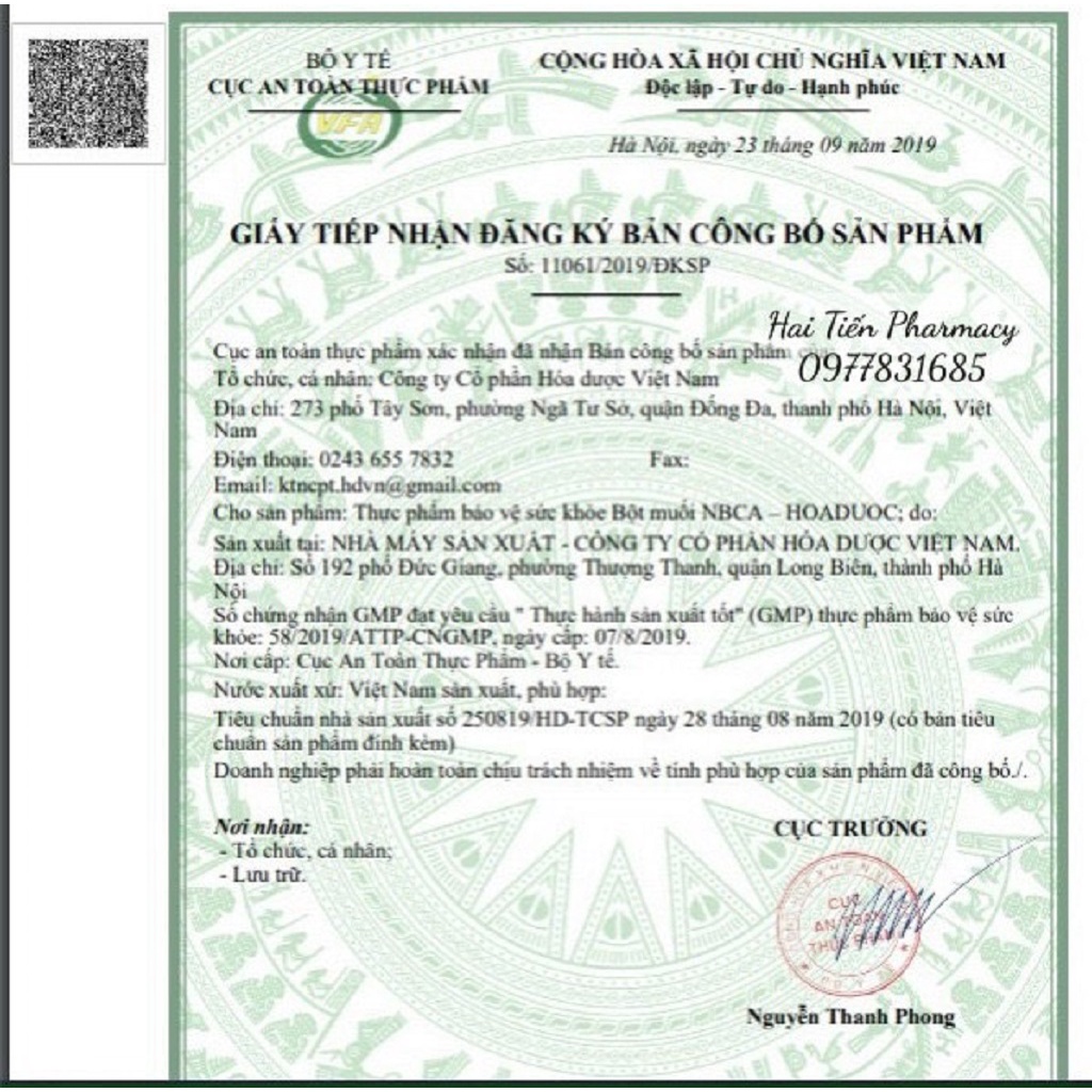 Bột muối NBCA - HOADUOC GÓI 100G giảm đau dạ dày do dư acid, giảm ợ hơi ợ chua, đầy bụng