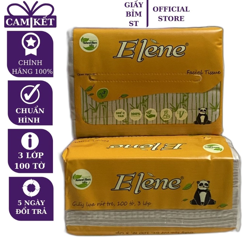 Giấy ăn rút lụa Elene tre 3 lớp 100 tờ/gói nhỏ tiện lợi