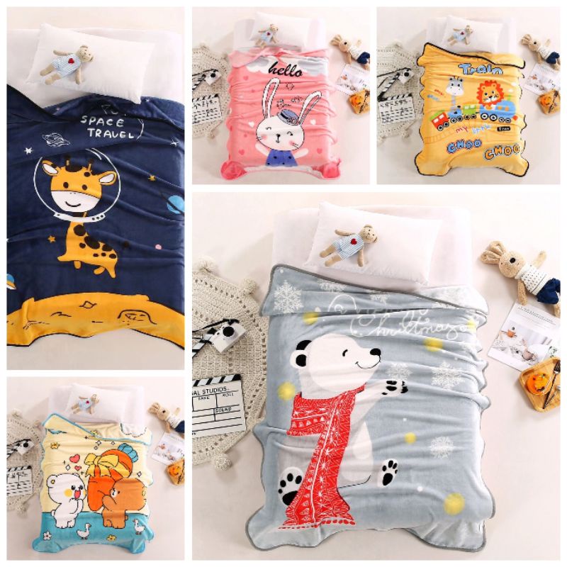 Chăn Cho bé đi học, chăn tuyết sữa nỉ nhung mềm mịn, an toàn cho bé. Phù hợp 4 mùa size 1mx1m4