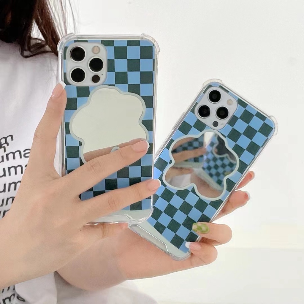 Ốp Điện Thoại Chống Sốc Tráng Gương Màu Xanh Dương Dễ Thương Cho Iphone 11promax 7plus X Xr Xsmax 11 12promax