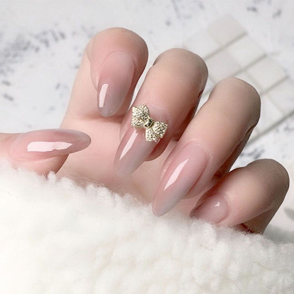 [Hàng mới về] Phụ kiện nơ trang trí móng tay khảm hạt ngọc trai giả sang trọng