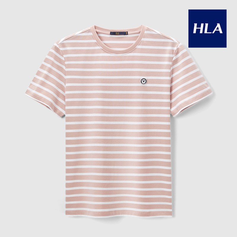 HLA - Áo Thun Nam Kẻ Sọc Trắng Striped Round Neck Short Sleeve T-shirt