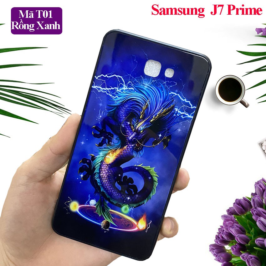 Ốp Samsung J7 Prime - Freeship - Ốp điện thoại ss GalaxyJ7prime mặt kính in hoa văn sang trọng, chống trầy xước,Aha Case