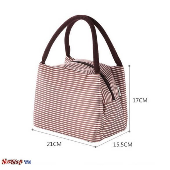 Túi đựng cơm , thực phẩm giữ nhiệt kẻ ngang chống nước 23 x 15 x 10 cm (Hàng cao cấp rất dày dặn) #6