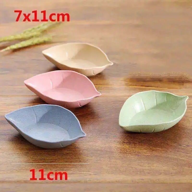 Chén Đĩa Đựng Gia Vị , Bát Ăn Dặm Nhựa Lúa Mạch Hình Lá xinh sắn