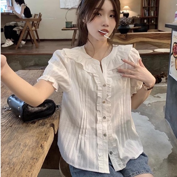 Áo kiểu nữ BH ngắn tay cổ tròn thời trang