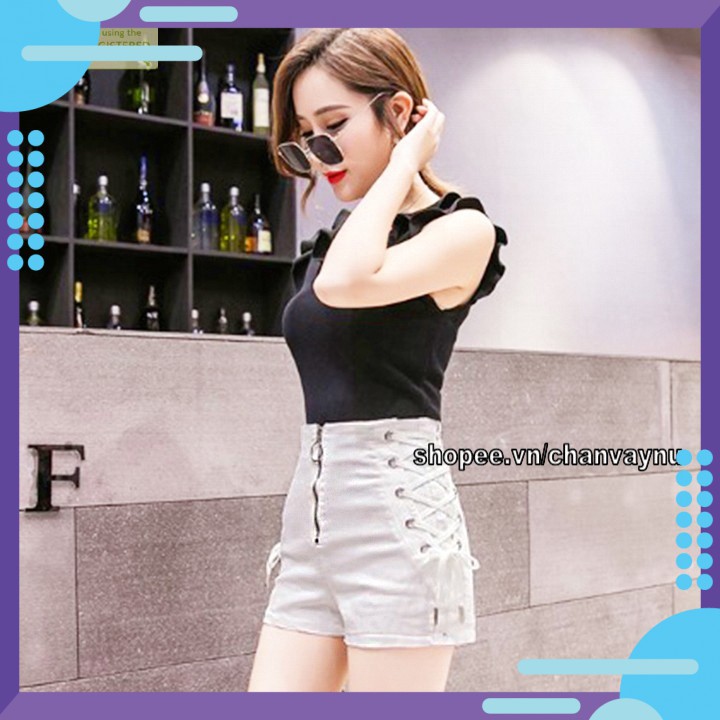 [RẺ VÔ ĐỊCH Quần short dây kéo trước đan dây hông VXN MT338 SHOP VÁY HỌC SINH