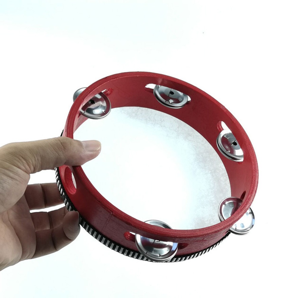 Đồ chơi trống lục lạc tròn bằng gỗ 6/7/8 inch vui nhộn