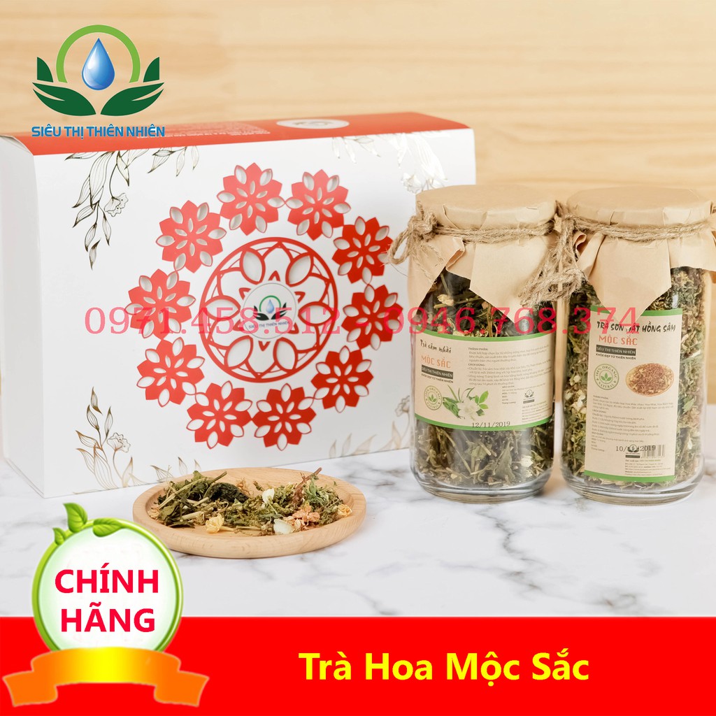 Sét quà tặng trà hoa cao cấp:Sơn Mật Hồng Sâm ,Trà Sâm Nhài Mộc Sắc