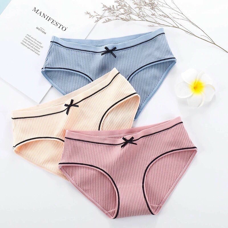 sét 10 quần lót gân tăm phối nơ 028