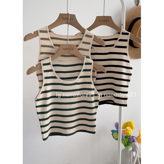 Áo ba lỗ len kẻ Nana21 Nanastore21