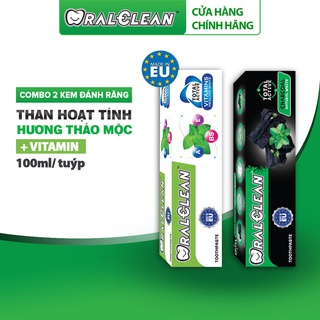  Bộ 2 Kem Đánh Răng Trắng Răng OralClean Than Hoạt Tính Và Vitamin 100ml Tuýp 