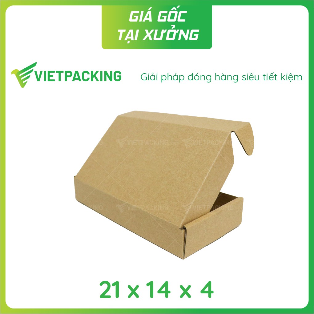 21x14x4 - 50 hộp carton nắp gài hông giấy đẹp, hộp cứng V118