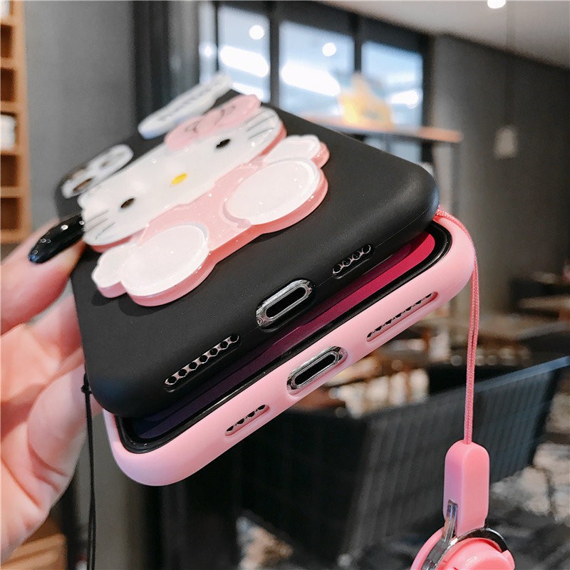 Xiaomi Redmi 9T Note 10 9 8 7 6 5 Plus K20 Pro 8T 8A 7A S2 6A Prime Mi 11 Lite Kitty Makeup Mirror Soft Strap Phone Case