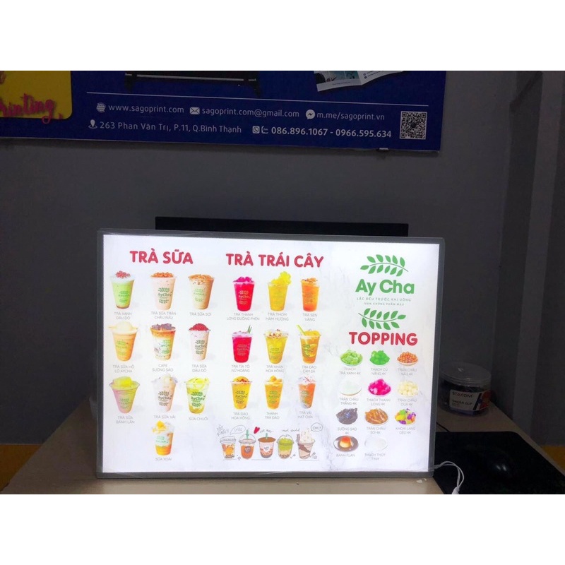 Bảng Led Hộp Đèn Quảng Cáo, Khung Tranh Điện A4 Để Bàn, Treo Tường