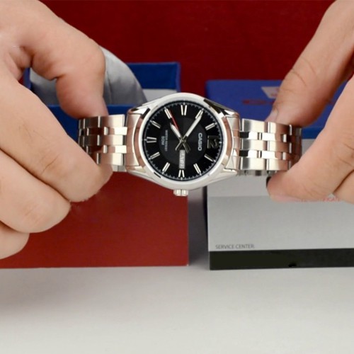 Đồng Hồ Nam Casio MTP-1335D-1AVDF Dây kim loại Mạ Bạc - Mặt 3 kim nền đen