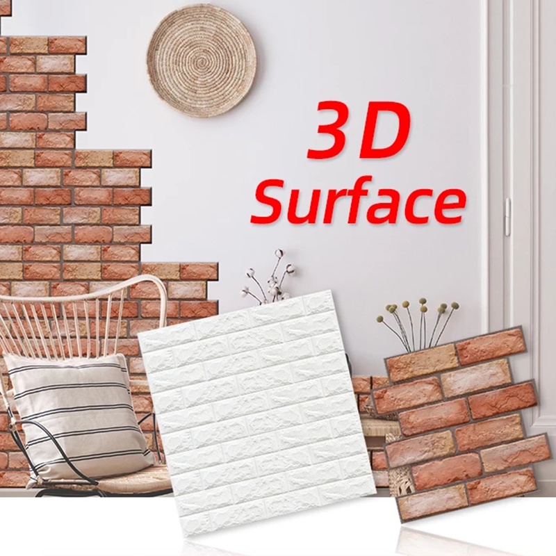 Giấy Dán Tường Họa Tiết Gạch 3D Bằng PVC Chống Ẩm Chống Nước Trang Trí Nhà Cửa