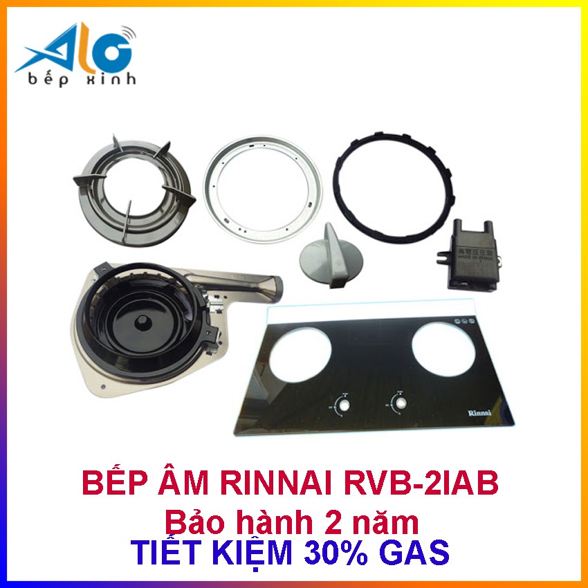 BẾP GAS ÂM RINNAI RVB-2I(AB) -  RVB-2IAB - Tiết kiệm 30% gas - Ngắt gas tự động - HÀNG CHÍNH HÃNG - Alo Bếp Xinh