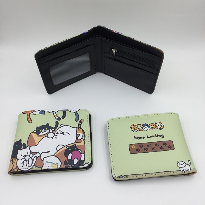 Ví Ngắn Dạng Gập Có Ngăn Đựng Thẻ In Hình Anime My Neighbor Totoro / Neko Atsume Thời Trang Cho Nữ